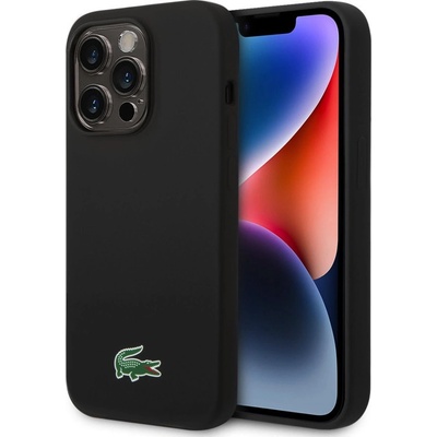 Lacoste Liquid Silicone Microfiber Croc Logo Magsafe iPhone 15 Pro Max čierne