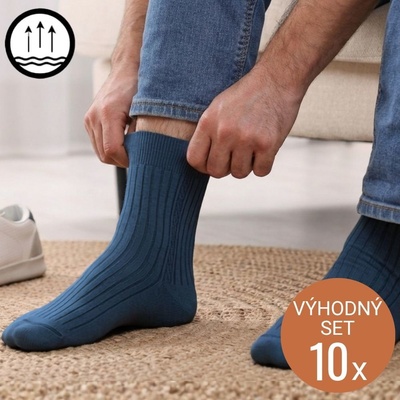 Pánské bavlněné ponožky, funkční, odvod potu, set 10 párů