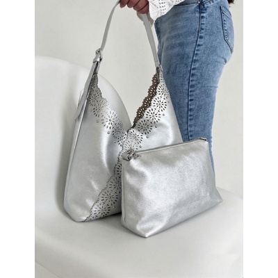 Strieborná kabelka na rameno 2v1 F-58137-silver