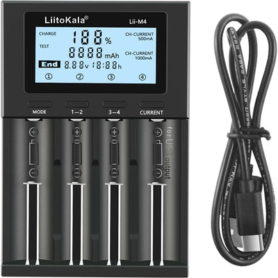 LiitoKala Lii-M4 Nabíječka baterií Li-Ion AAA 18650 + NAPÁJECÍ ADAPTÉR