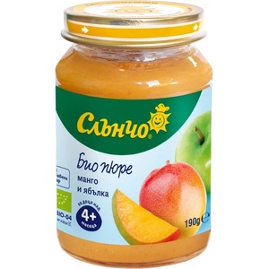Слънчо Био плодово пюре Слънчо - Манго и ябълка, 190 g (4464) - ozone