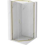 Mexen Exo-R пет-стенна душ кабина с врати 100 x 100 см, прозрачна, златна (812-100-100-50-00)