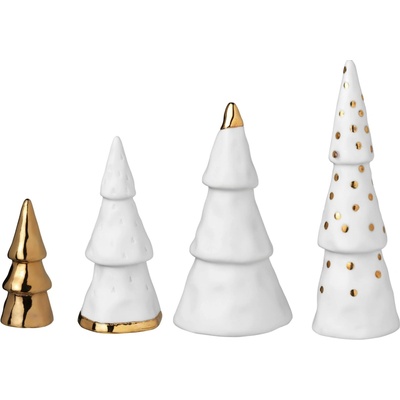räder Porcelánová dekorace Tree – set 4 ks, bílá barva, porcelán