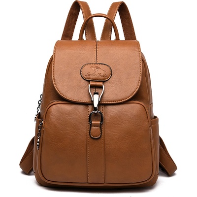 Дамска кожена раница с голям преден джоб | Кожени раници дамски