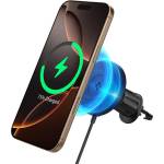 Spigen Спиген OneTap Pro 4 MagSafe зарядно за кола с поставка, черен - безжичен / кука за вентилация (ACP08543)