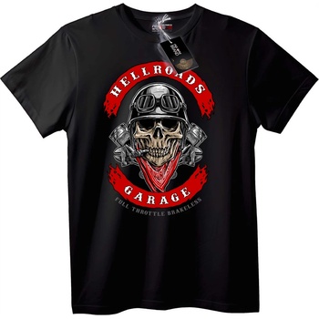 NOONEBRAND Тениска Hellroads Garage с череп - 5XL, Black