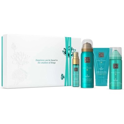 Rituals The Ritual Of Karma sprchová pěna 50 ml + čisticí tělový peeling 70 ml + hedvábné tělové mléko 70 ml + pečující tělový olej se třpytkami 30 ml