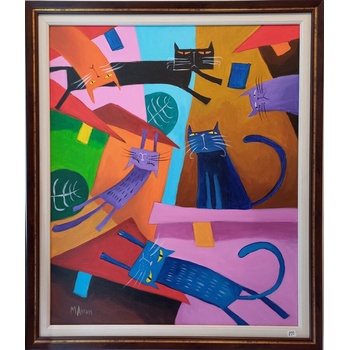 Image 1 of Картина " Котки и къщи"