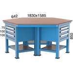 KOCEL ШЕСТОЪГЪЛНА МАСА С 9 ЧЕКМЕДЖЕТА И 3 РАФТА kocel - 3805 (3805)