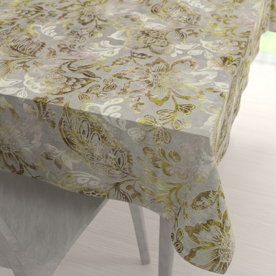 Biante Zamatový obdĺžnikový obrus Tamara TMR-055 Abstraktné zelené kvety na zelenosivom 80x120 cm