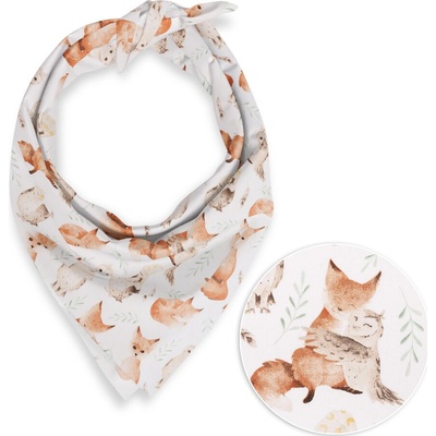 Biante detská bavlnená šatka Sandra SA-523 Líšky a sovy na bielom