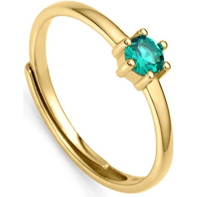 Viceroy Půvabný pozlacený prsten se zeleným zirkonem Clasica 9115A01
