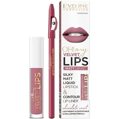 Eveline OH! My Velvet Lips Matt Lip Kit 13 Brownie Biscotti sada na pery pre matný efekt 4,5 ml