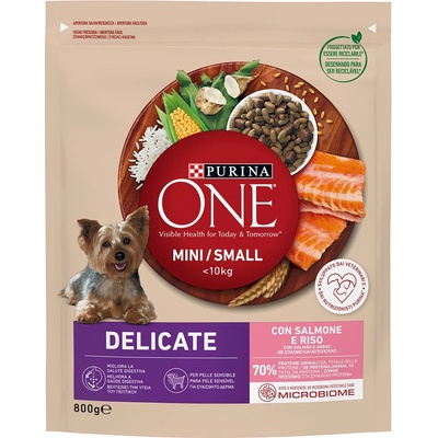 Purina ONE Mini Delicate s lososem a rýží 3 x 0,8 kg