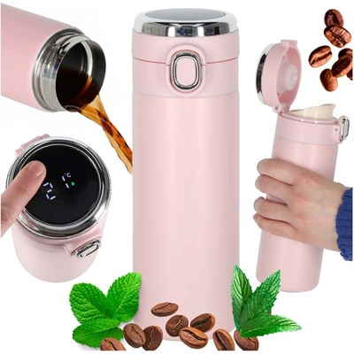 KIK KX4407 Termohrnek s náustkem LCD 420 ml růžový