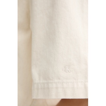 Calvin Klein Риза с лен Calvin Klein Jeans дамска в бежово със свободна кройка с класическа яка LV047C775G (LV047C775G)