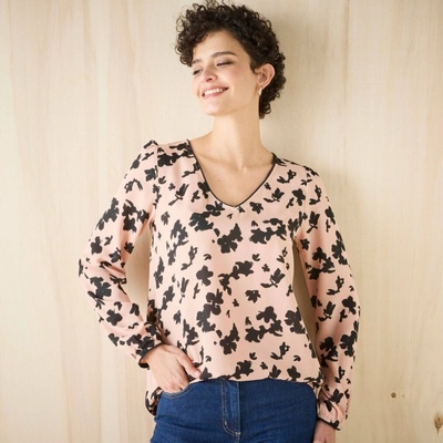 Blancheporte Rozšírená tunika s dvojfarebnou potlačou ružová čierna