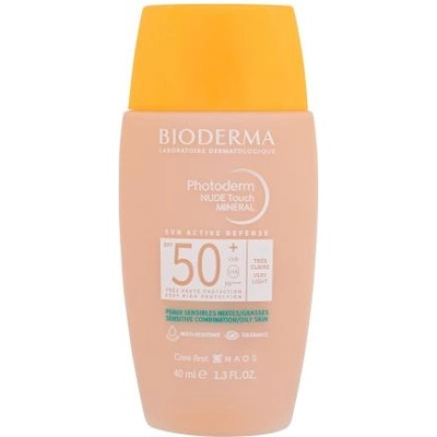 BIODERMA Photoderm Nude Touch Mineral SPF50+ водоустойчив тониращ слънцезащитен крем 40 ml нюанс Very Light унисекс