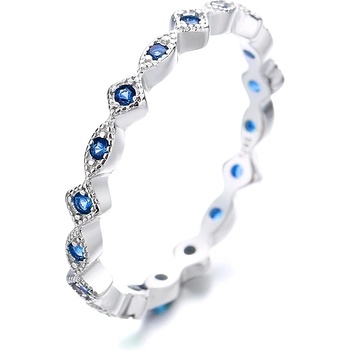 DELIS Пръстен от сребро 925, jw1374, елегантен дизайн със сини камъни, с родиево покритие (jw1374)