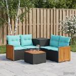 vidaXL Комплект дивани 6 бр. Черен и син 55 x 55 x 37 см (3447708)