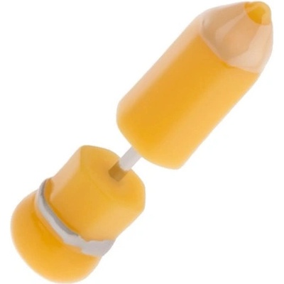 Šperky eshop akrylový fake plug do ucha žlutá tužka PC02.23