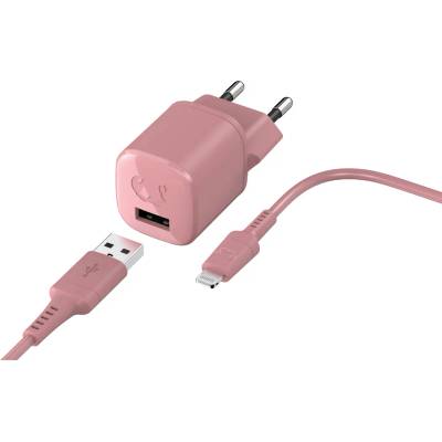 Зарядно устройство Fresh N Rebel - Mini, USB-A, кабел Lightning, розово (2WC410DP)