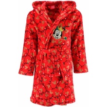 SunCity Dievčenský vianočný coral fleece župan s kapucňou Minnie Mouse Červená