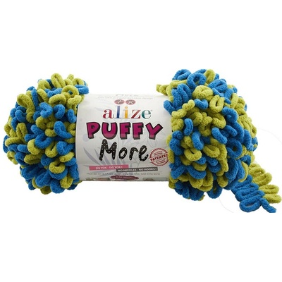 Alize příze Puffy More 6544 modrá a světle zelená