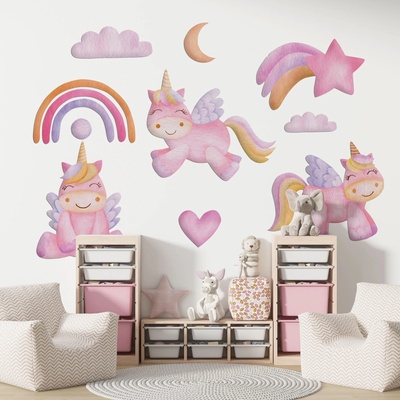 Art gift Нано стикери за многократна употреба - Дъги и еднорози