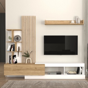 TopMebel Меламинов ТВ шкаф Vermont TopMebel в бял - sepet oak цвят 240x40x192cm