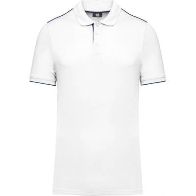 Designed To Work polokošile s barevnými proužky Piping bílá námořnická modrá