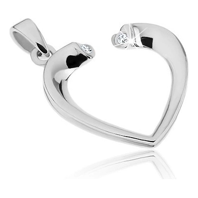 Šperky eshop Stříbrný přívěsek 925 obrysové srdce se zirkony C21.18