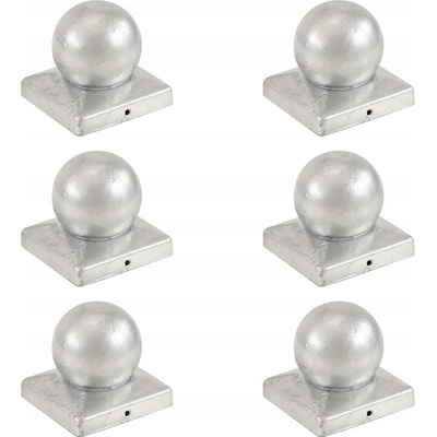 vidaXL Krytky Na Plotové Sloupky 6 Ks S Koulí - kov / 101 x 101 mm - 11461.145500