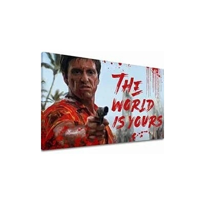 Scarface obraz na plátne Krvavý Tony Montana so zbraňou v ruke - 60x90 cm