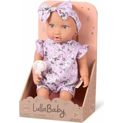 LullaBaby Bábika 35 cm v overale s čelenkou Floral Lila
