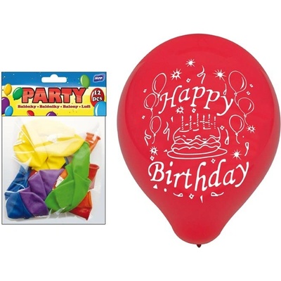 Balónek nafukovací sáček standard 23 cm Happy Birthday mix
