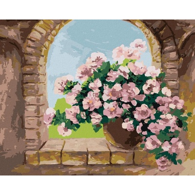 zuty Malování Podle Čísel Kytice Květin Na Kamenném Okýnku 80 x 100 Cm Plátno 8596530107309