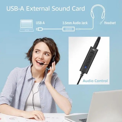 Ewent Звукова карта Ewent AC9360, 2.0, USB-A, 3.5 mm, Черна (AC9360)