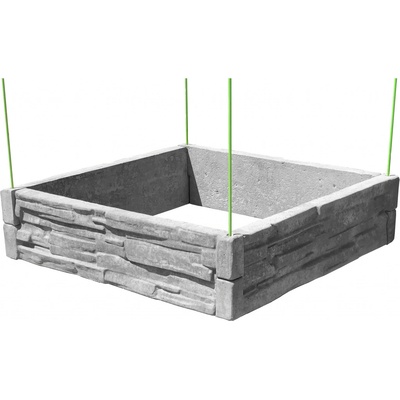 Barigadi Vyvýšený záhon betónový 100 x 100 cm výška 25 cm vzor štiepaný kameň prírodná šedá
