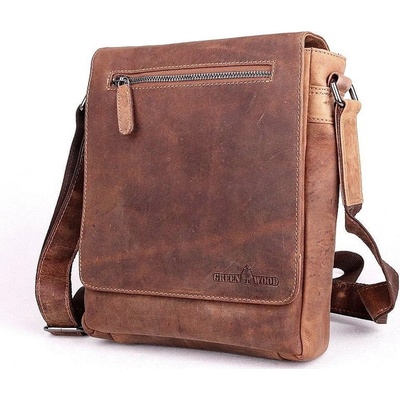 GreenWood Středně velká pánská kožená crossbody taška no. 6308 hnědá