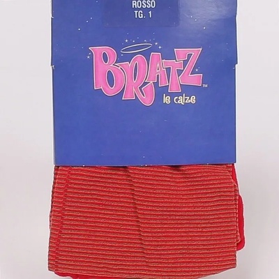 Тънък детски раиран чорапогащник в червен цвят