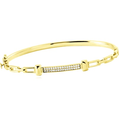 Gemmax Jewelry Luxusní obručový zlatý náramek zdobený zirkony velikost UNI GLBYB-19-02486