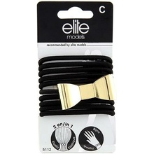 Gumičkové náramky 2v1 Elite Models 10ks, černé s mašlí