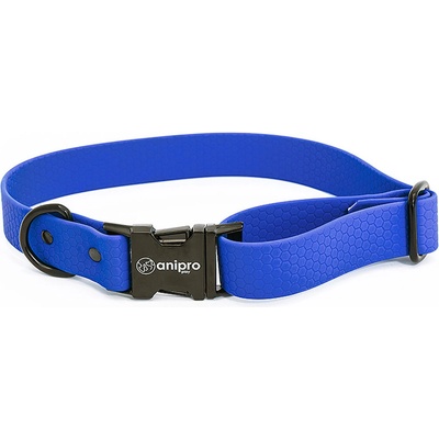Anipro Hexagon - Регулируем нашийник за кучета, водоустойчива лента хексагон 25мм/35-55см тъмно син с черна тока