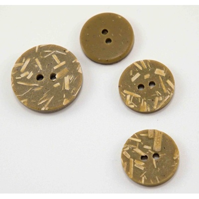 Dierkový gombík - béžový so slamou - priemer 1,8 cm