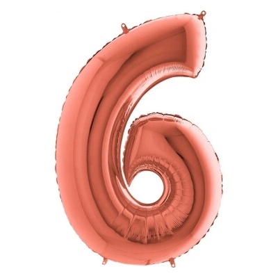 Balón narodeninový číslo 6 maxi rose gold