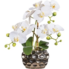 Umelá kvetina Orchidea bielá v kvetináči, 30cm