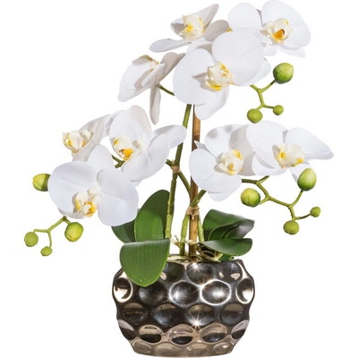 Umelá kvetina Orchidea bielá v kvetináči, 30cm