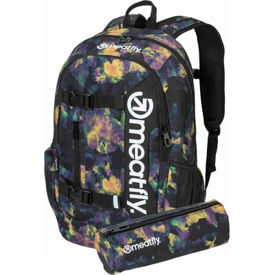 Meatfly раница Basejumper Dark Aquarel 22 L + МОЛИВНИК | Обем 22 L Meatfly | Cheren | Момичешки | ЕДИН РАЗМЕР