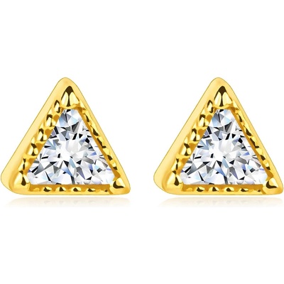 Šperky Eshop Zlaté náušnice 14K trojúhelník se zirkonem S5GG275.38